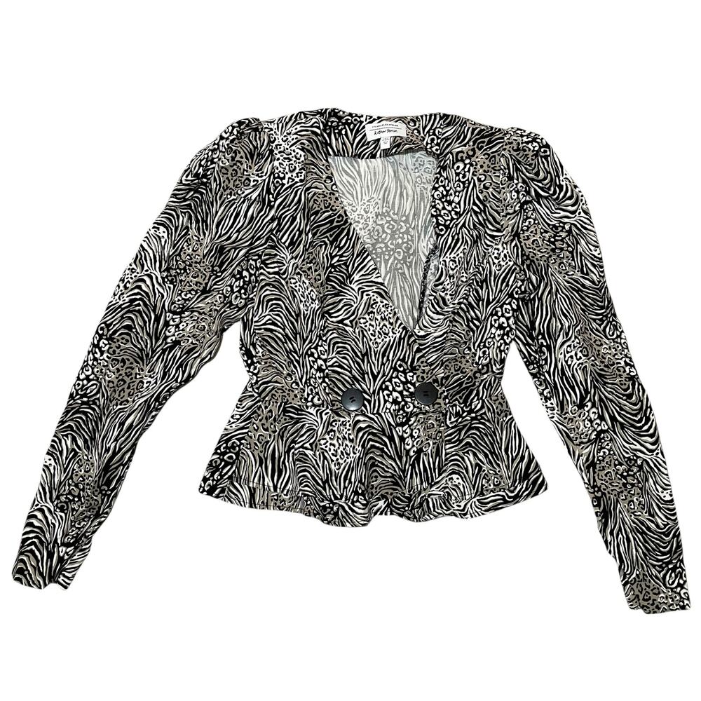 & Other Stories Peplum Duo Button Wrap Blouse Top Animal Print EUR 34 / US 2